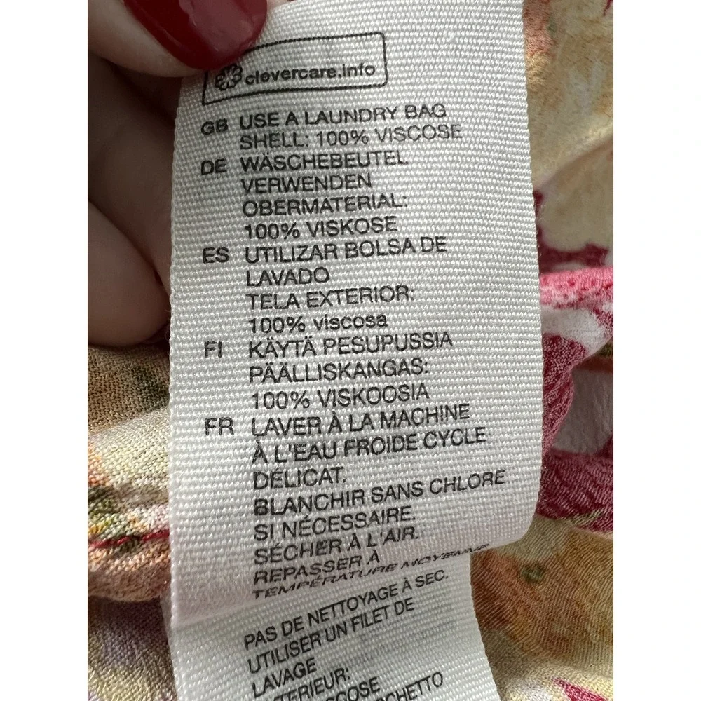 & Other Stories Floral‎ Mini Dress Sz US 8 Batwing Flowy Casual Beach Resort - Picture 5 of 10